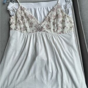 Tahari White and Cream  lingerie Lace Detail short set